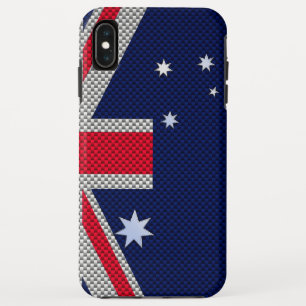 Australian Flag in Carbon Fibre Chrome Style iPhone XS Max Case