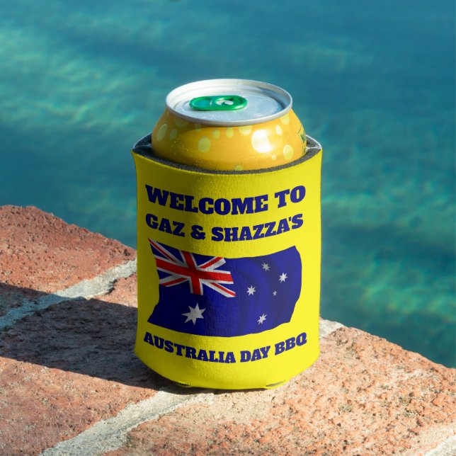 Australian Flag Modern Aussie personalised BBQ Can Can Cooler (In Situ Pool)