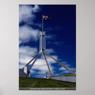 Australian flag, Parliament House, Canberra, Austr Poster