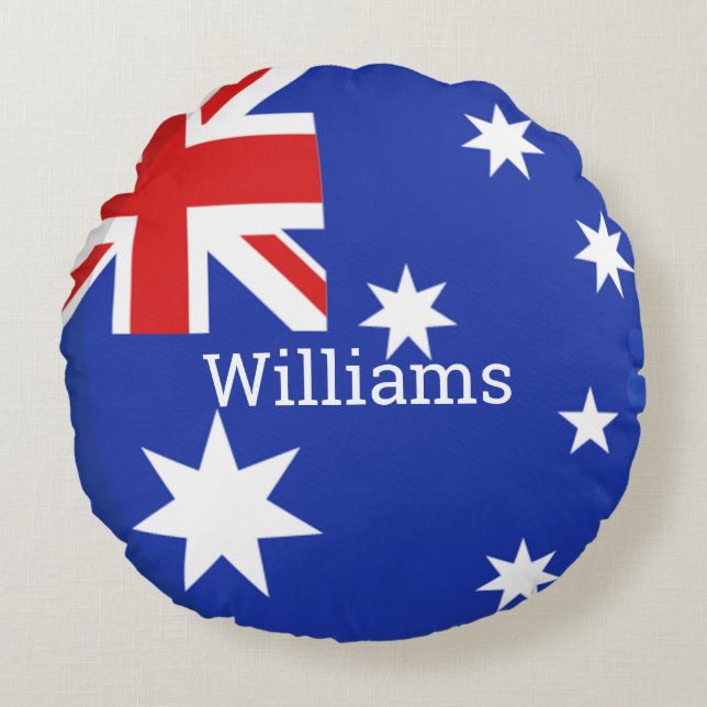Australian Flag Personalised Round Pillow (Front)