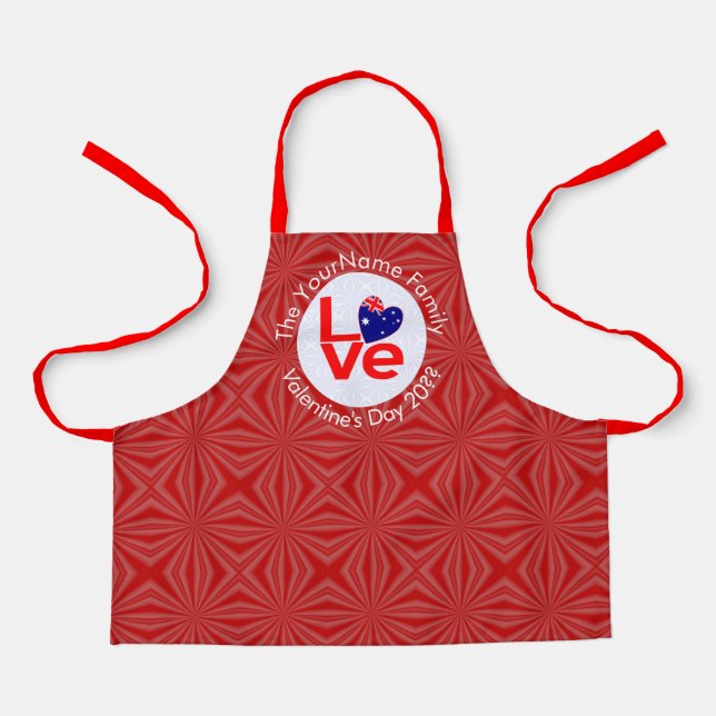 Australian Flag Red Letters LOVE Flag Personalised Apron (Front)