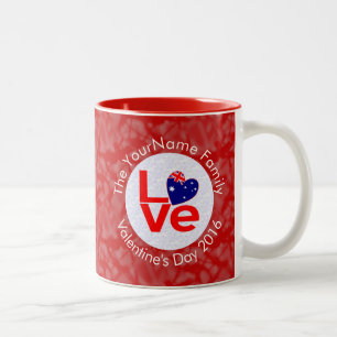 Australian Flag Red Letters LOVE Flag Personalised Two-Tone Coffee Mug
