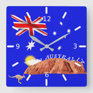 Australian flag square wall clock