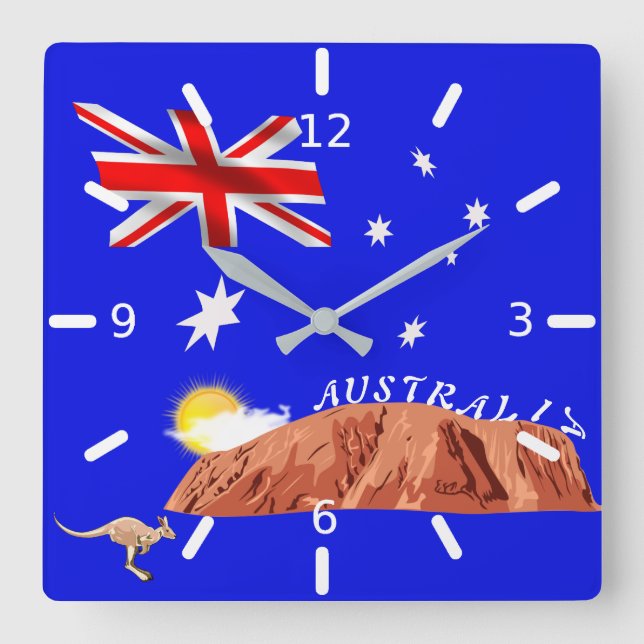 Australian flag square wall clock (Front)