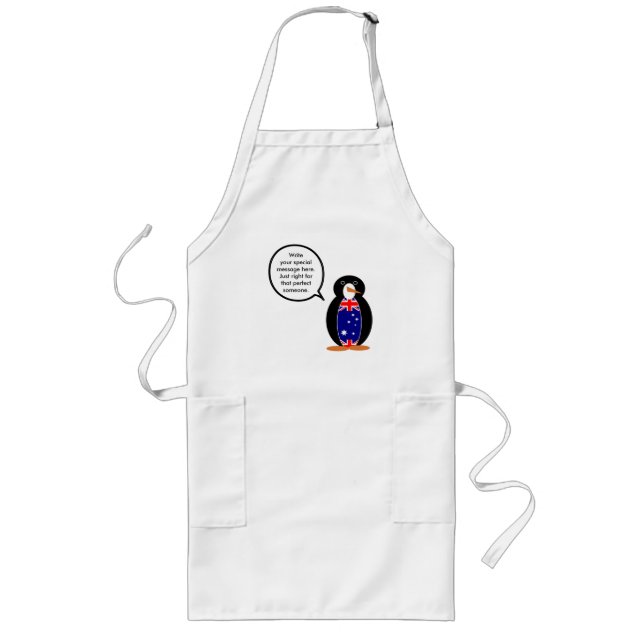 Australian Flag Talking Penguin Long Apron (Front)