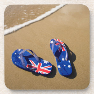 Australian Flag Thongs On Beach South Wales Coaster