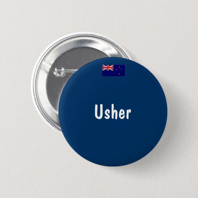 Australian Flag Usher 6 Cm Round Badge (Front & Back)
