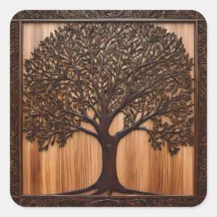 Australian Flora: The Wattle Tree Wood Print, Square Sticker