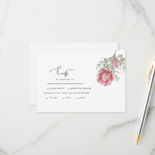 Australian Floral Foliage Wedding RSVP Card