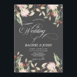 Australian Flowers Calligraphic Wedding Monogram Invitation<br><div class="desc">Australian Flowers Calligraphic Script Wedding Monogrammed Invitation.</div>