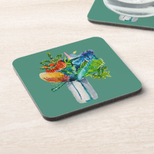 Australian flowers watercolour coaster
