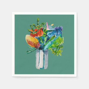 Australian flowers watercolour napkin