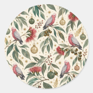 Australian Galah Botanical Christmas Stickers