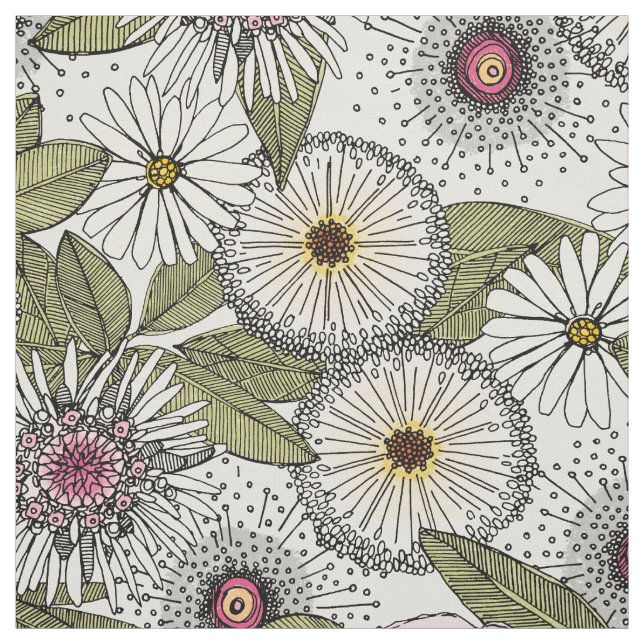 Australian garden chalk floral fabric (Swatch)