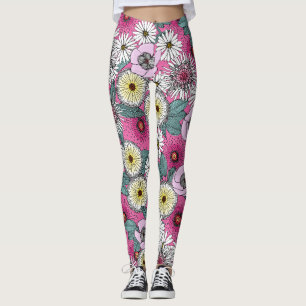 Australian garden pink floral leggings