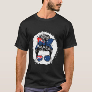 Australian Girl Bun Australia Flag Funny Straya Au T-Shirt