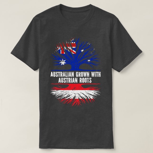 Australian Grown with Austrian Roots Australia Fla T-Shirt (Design Front)