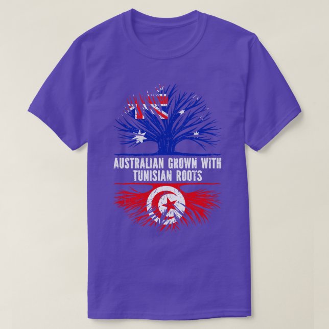 Australian Grown with Tunisian Roots Australia Fla T-Shirt (Design Front)