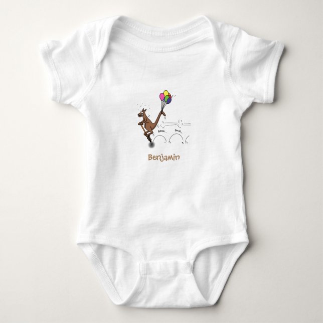 Australian humour kangaroo cartoon illustration baby bodysuit (Front)