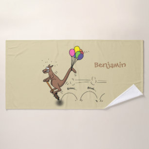 Australian humour kangaroo cartoon illustration bath towel set