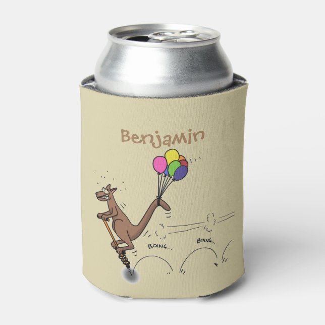 Australian humour kangaroo cartoon illustration can cooler (Can Front)