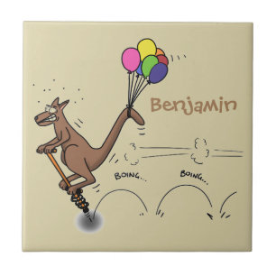 Australian humour kangaroo cartoon illustration ceramic tile