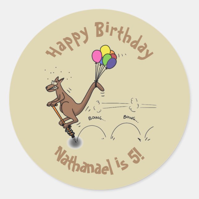 Australian humour kangaroo cartoon illustration  classic round sticker (Front)
