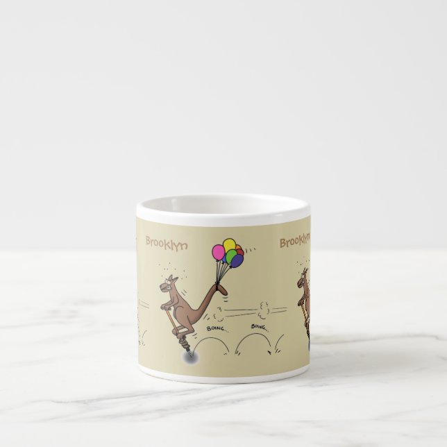 Australian humour kangaroo cartoon illustration espresso cup (Front)
