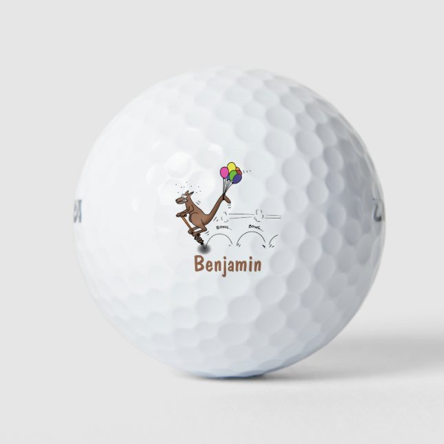 Australian humour kangaroo cartoon illustration golf balls (Front)