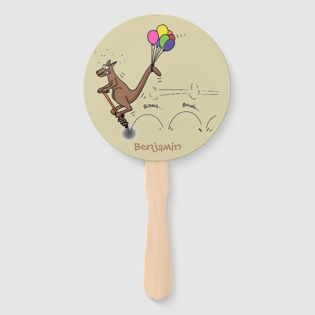 Australian humour kangaroo cartoon illustration  hand fan (Front)
