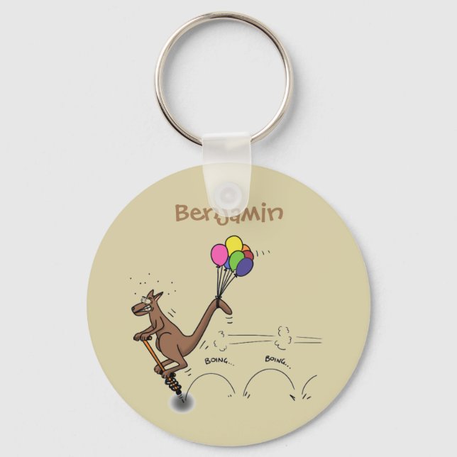 Australian humour kangaroo cartoon illustration key ring (Front)