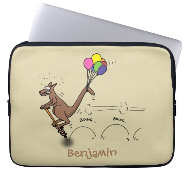 Australian humour kangaroo cartoon illustration laptop sleeve (Front)