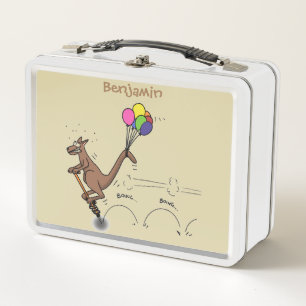 Australian humour kangaroo cartoon illustration metal lunch box