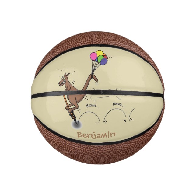 Australian humour kangaroo cartoon illustration mini basketball (Front)