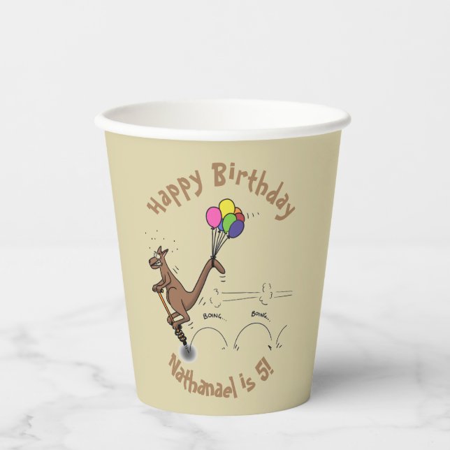 Australian humour kangaroo cartoon illustration paper cups (Front)