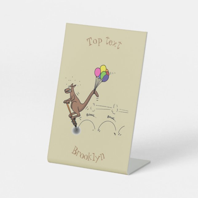Australian humour kangaroo cartoon illustration pedestal sign (Front)