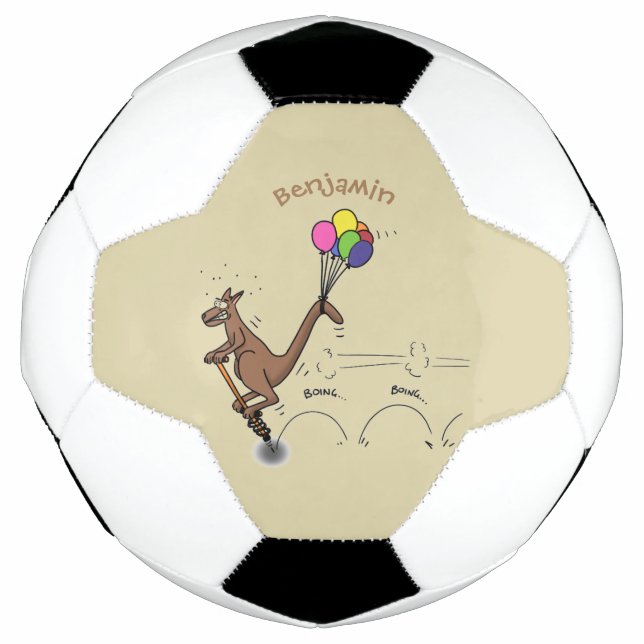 Australian humour kangaroo cartoon illustration soccer ball (Front)