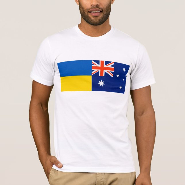 Australian I stand with Ukraine. AUS and UKR flags T-Shirt (Front)