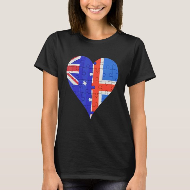 Australian Icelandic Flag Heart T-Shirt (Front)