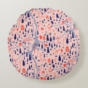 Australian icons, seamless decorative pattern. round cushion