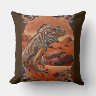 Australian Iguana Lizard Wildlife Scene Cushion