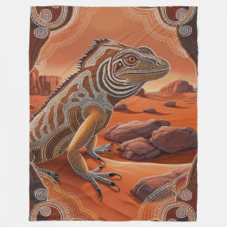 Australian Iguana Lizard Wildlife Scene Fleece Blanket