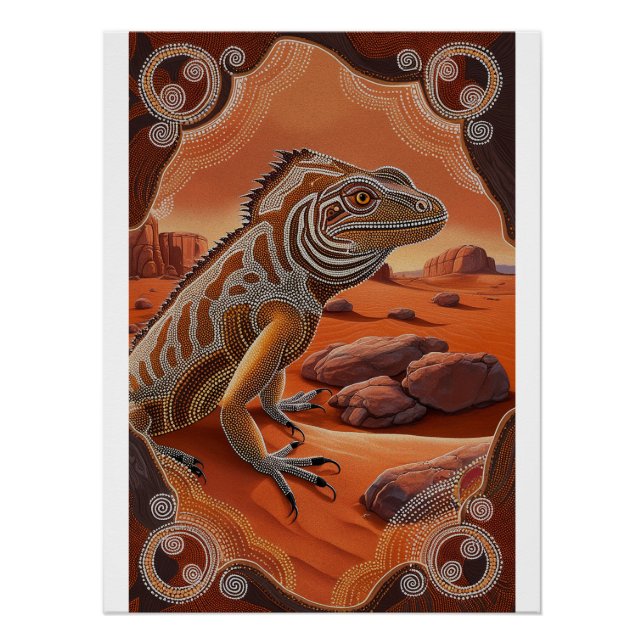 Australian Iguana Lizard Wildlife Scene Poster (Front)