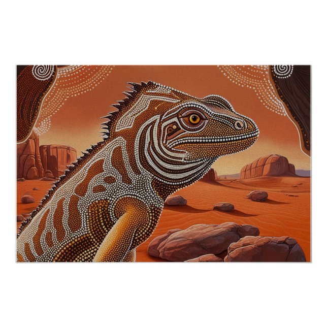Australian Iguana Lizard Wildlife Scene Poster (Front)