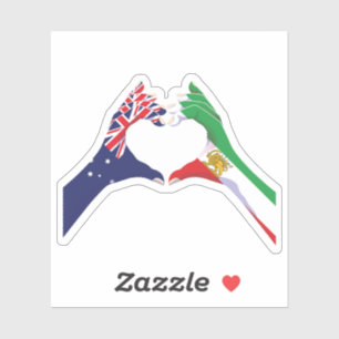 Australian Iranian Unity Heart with Lion and Sun
