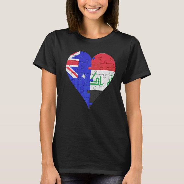 Australian Iraqi Flag Heart T-Shirt (Front)