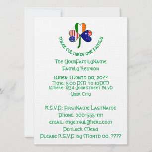 Australian Irish American Shamrock Family Reunion Invitation