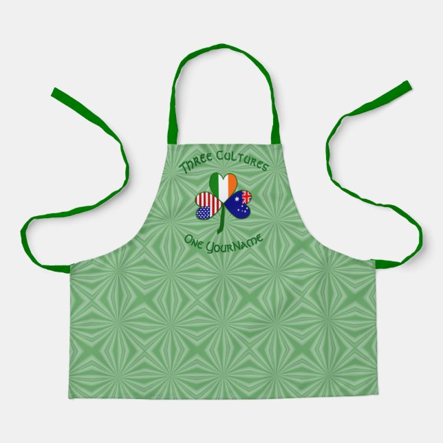 Australian Irish American Shamrock Flag Personaliz Apron (Front)