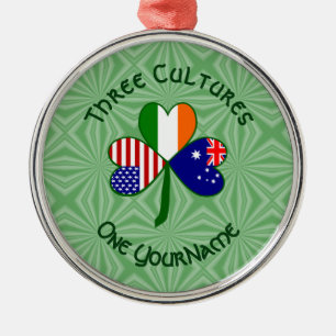 Australian Irish American Shamrock Flag Personaliz Metal Ornament