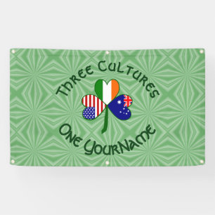 Australian Irish American Shamrock Personalised Banner